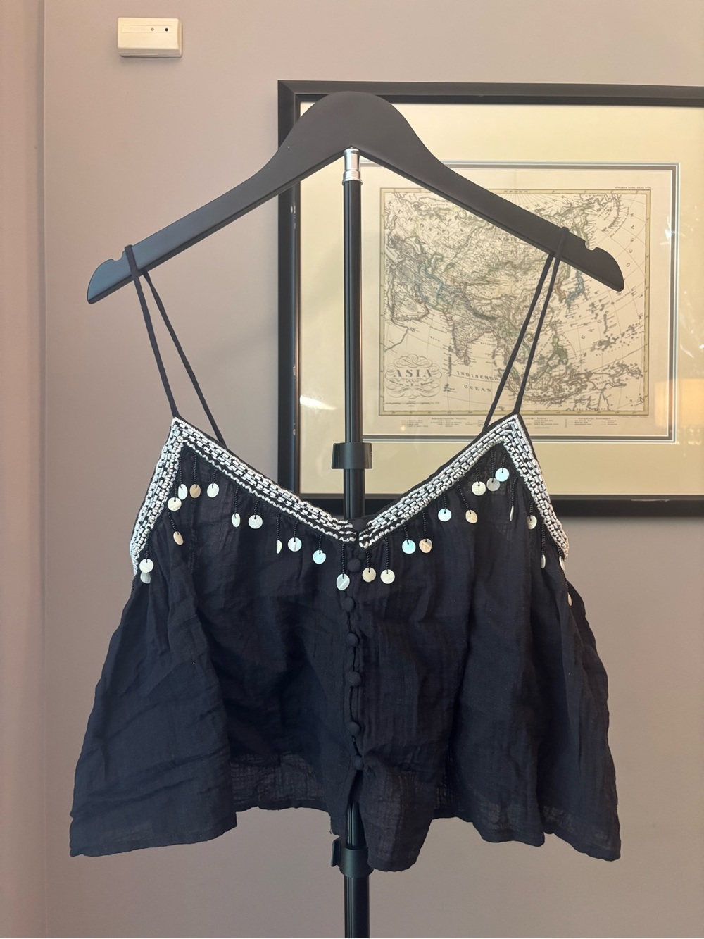 Zara Black Beaded Strap Crop Top